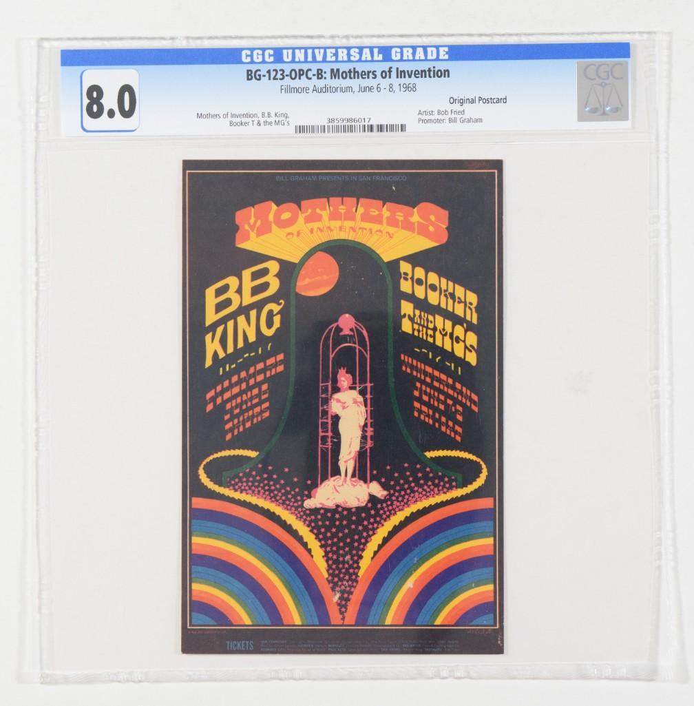 1968 BG-123 B.B. King The Mothers Fillmore Postcard 8: This postcard offers the same popular and iconic art for far less than a First Print currently commands! Frank Zappa & The Mothers of Invention, Booker T and the MGs, along with one of the greates