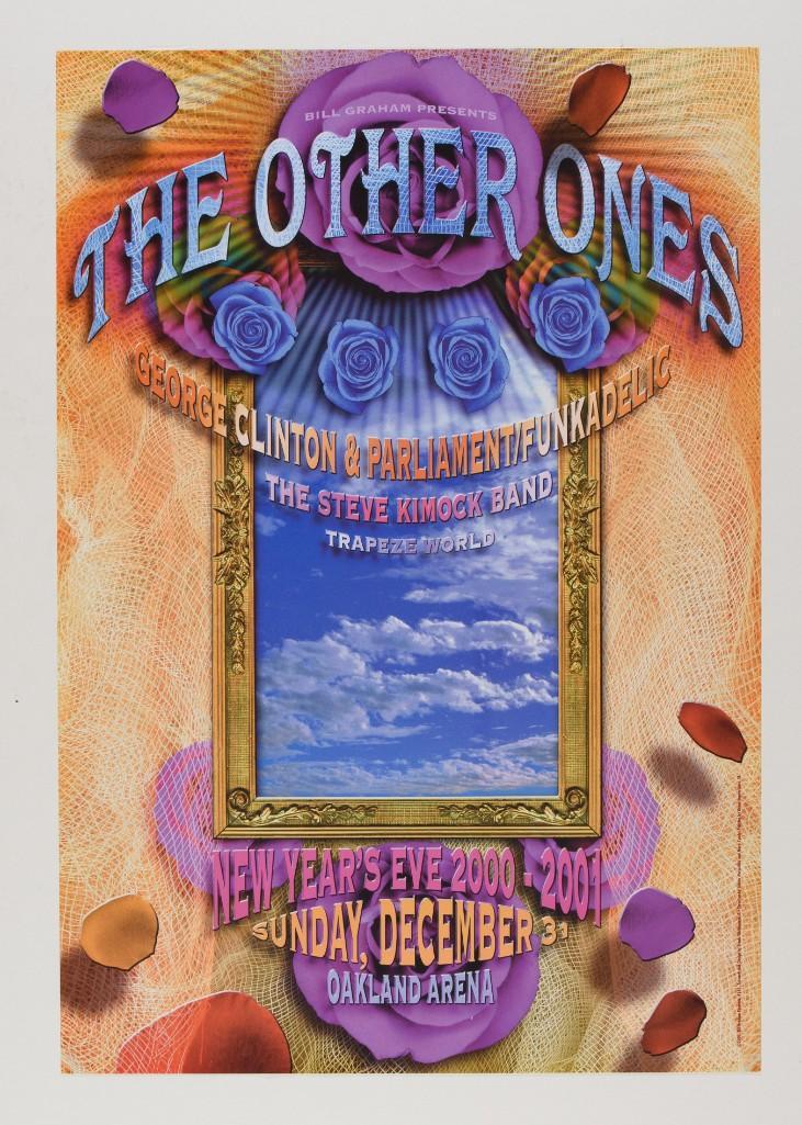 2000 The Other Ones NYE Oakland Poster: The Other Ones formed in 1998 and consisted of the remaining living members of the Grateful Dead following the death of Jerry Garcia in 1995. This poster promoted a New Year's Eve show featuring T