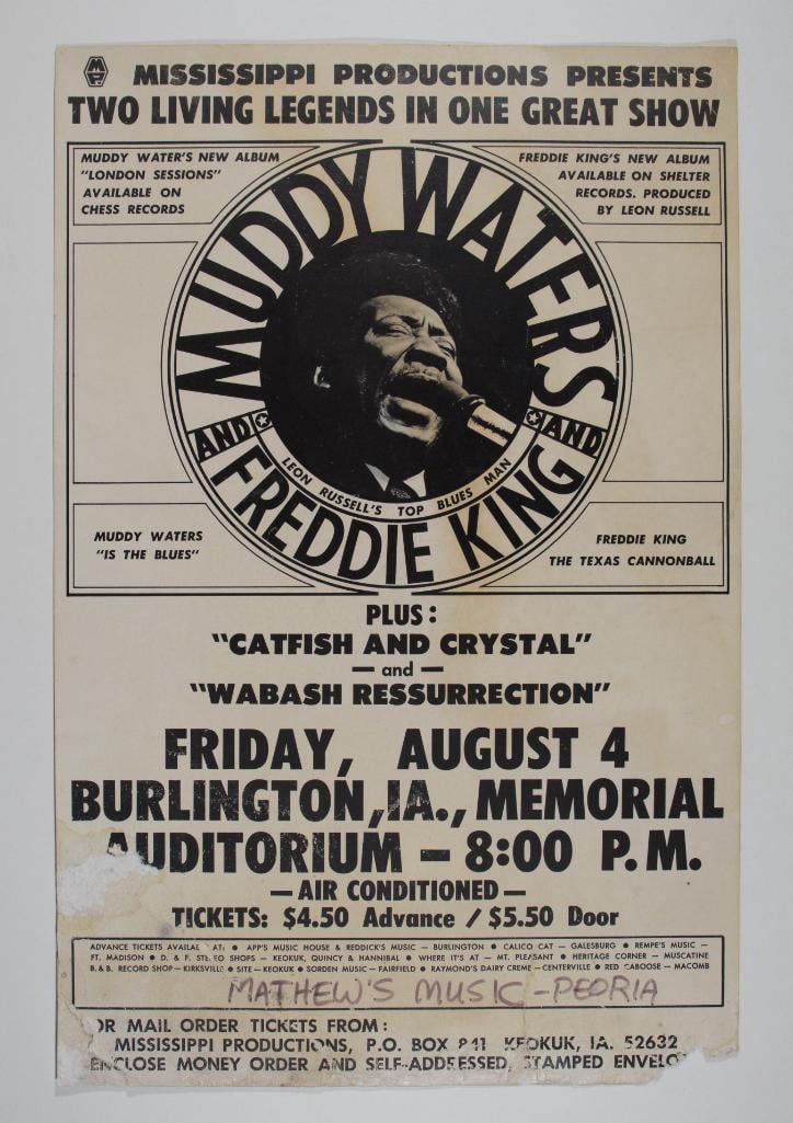 1972  Muddy Waters Freddie King Memorial Auditorium Poster Fine 53 (1 of 2)