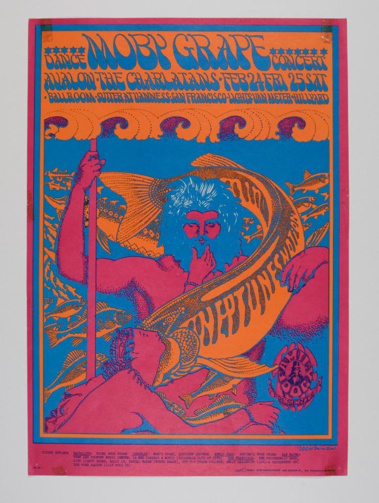 1967 FD-49 Moby Grape The Charlatans Avalon Ballroom Poster Excellent 71: The Moby Grape played at the Avalon Ballroom in San Francisco, California, on February 24, 1967. Moby Grape, a band with immense promise, was poised to define the San Francisco sound before a series o