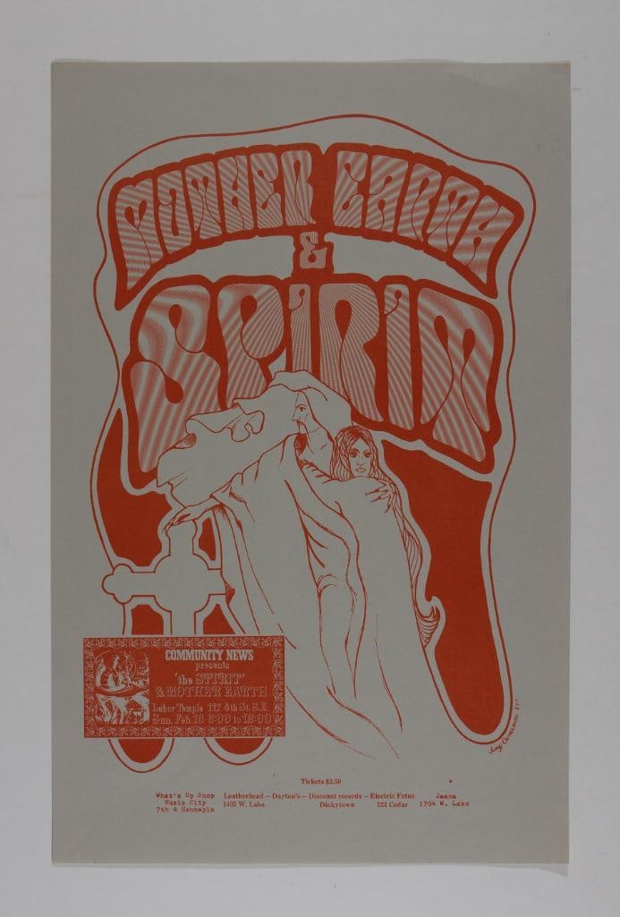 1969 Spirit Mother Earth Labor Temple Minneapolis Poster Near Mint 83 (1 of 2)