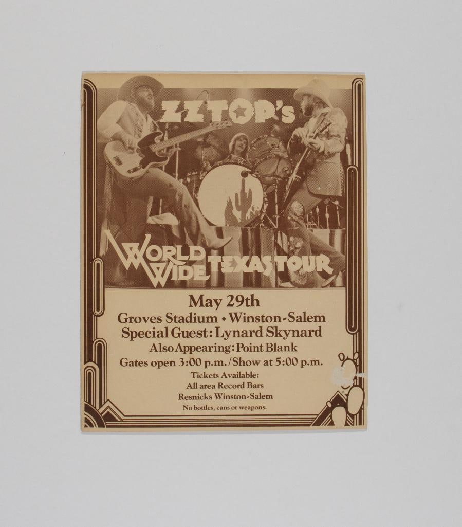 1976  ZZ Top Worldwide Texas Tour Groves Stadium Handbill Excellent 77 (1 of 2)