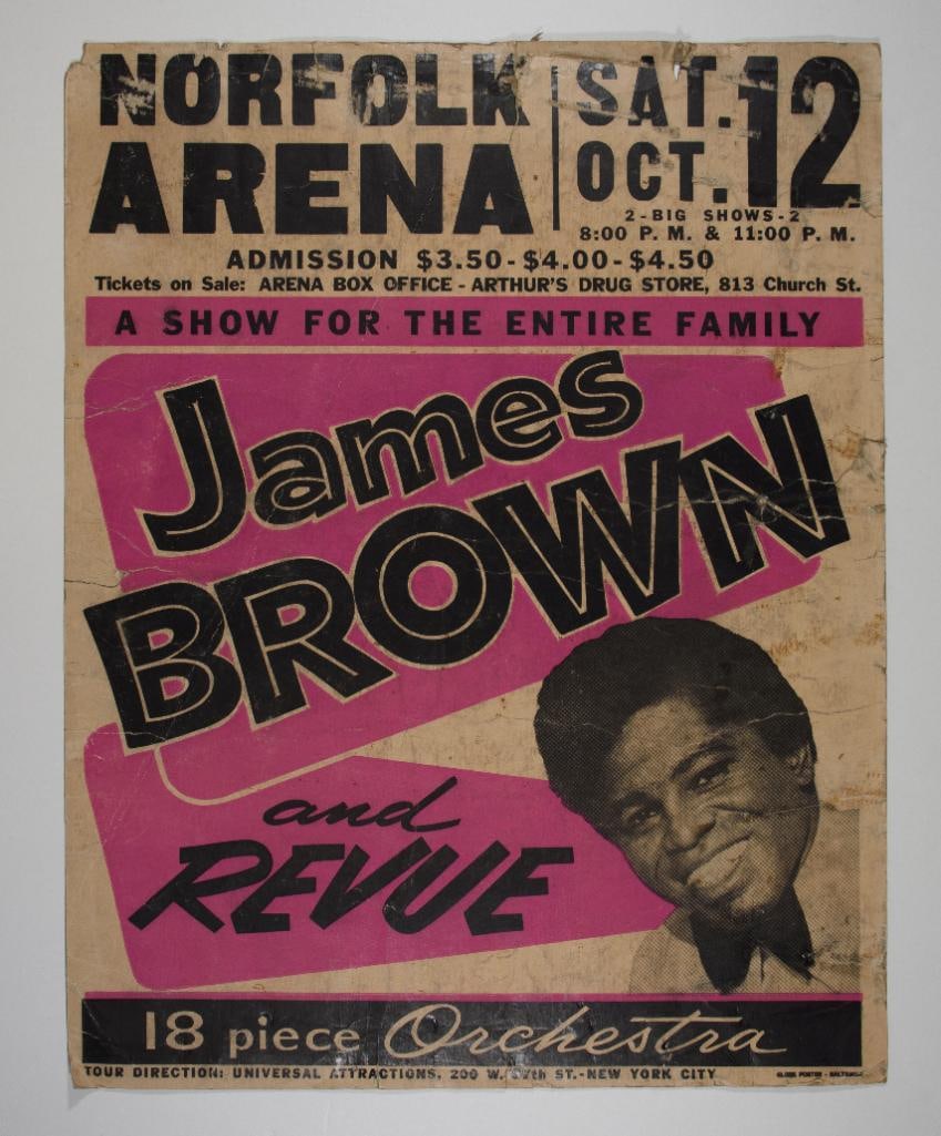 1968 James Brown Norfolk Arena Globe Cardboard Poster Fine 51 (1 of 2)