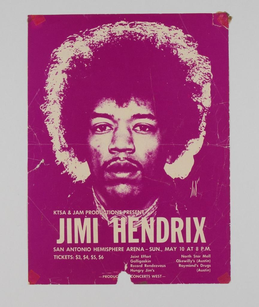 1970 Jimi Hendrix San Antonio Hemisphere Arena Flyer Fine 53 (1 of 2)