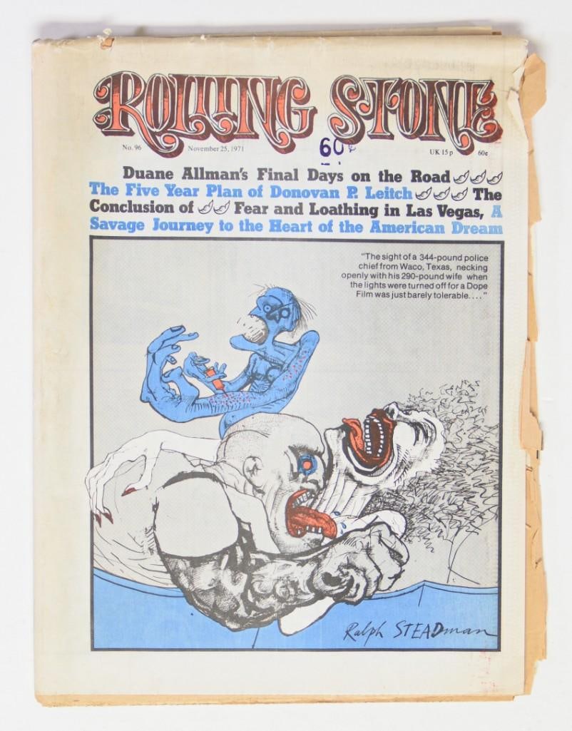 November 26 1971 Rolling Stone Duane Allman Fear and Loathing in Las Vegas Issue 96 Magazine Good: November 26 1971 Rolling Stone Duane Allman Fear and Loathing in Las Vegas Issue 96 Magazine Good This issue of Rolling Stone from November 1971 features the conclusion to an article about Hunter S.