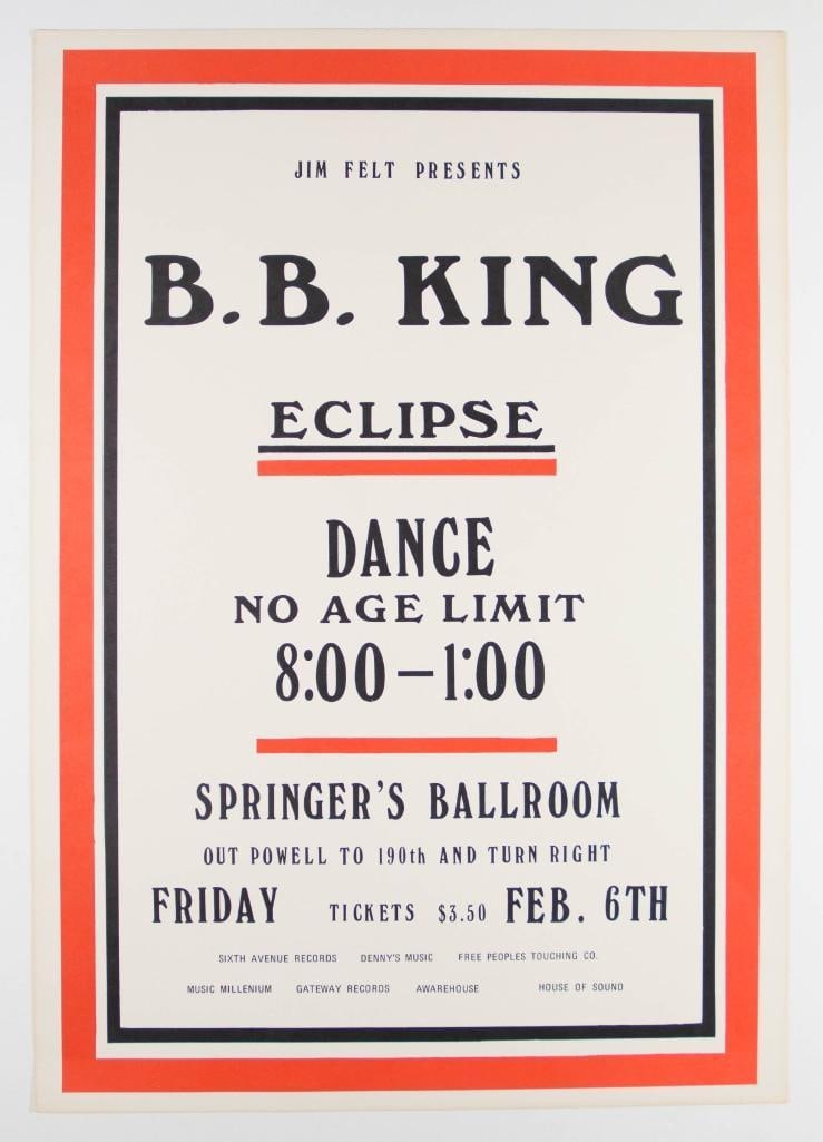 1970 B.B. King Springer's Ballroom Portland Poster Near Mint 81 (1 of 2)