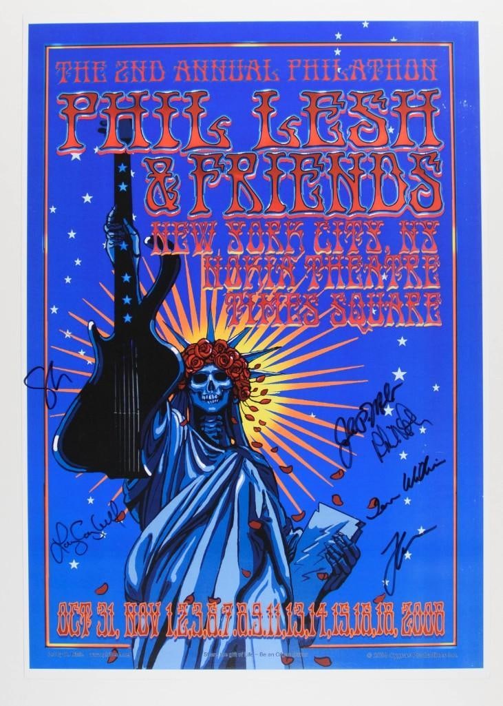2008 Phil Lesh and Friends Nokia Theatre Band Signed Poster Near Mint 87 (1 of 1)