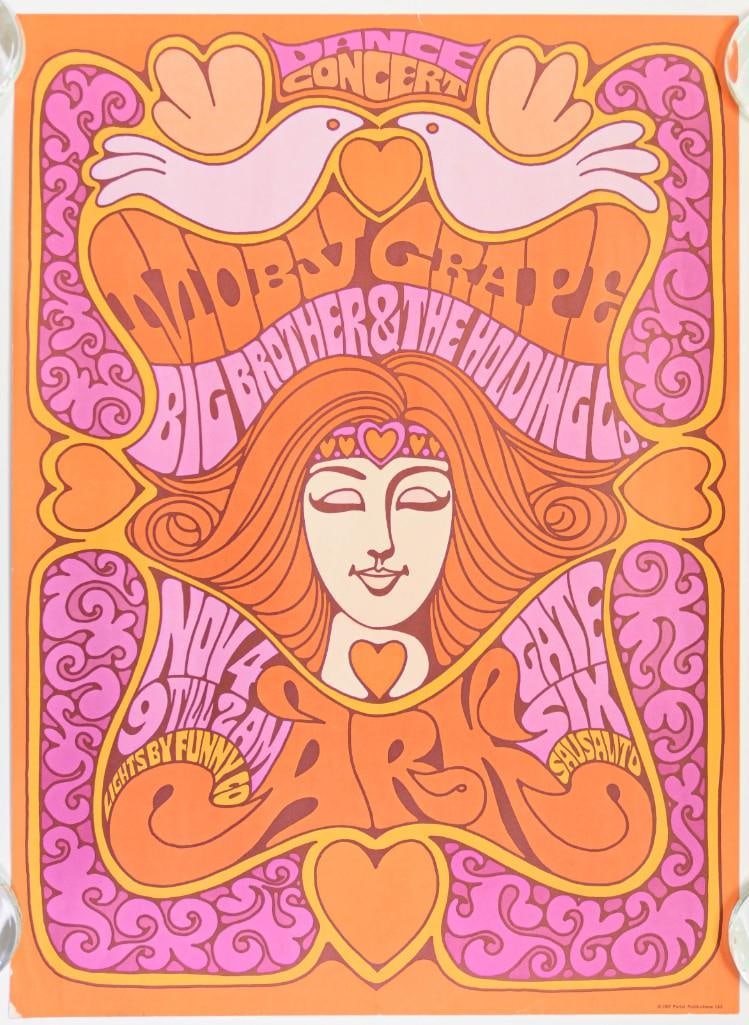 1967 Moby Grape Big Brother Janis Joplin The Ark Sausalito Poster Excellent 73: This rarely seen original 1967 poster was made for a Moby Grape and Big Brother & The Holding Company show on November 4th at the Ark in Sausalito. During the boon of psychedelic rock, Sausalito b