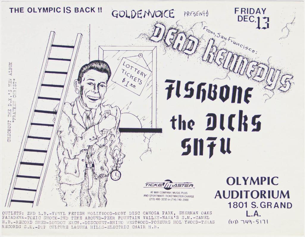 1985 Dead Kennedys Fishbone The Dicks The Olympic Auditorium Los Angeles Handbill Near Mint 89 (1 of 2)