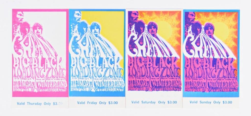 1968 BG-109 Cream Winterland & Fillmore Auditorium Set of 4 Tickets Near Mint 89 (1 of 2)
