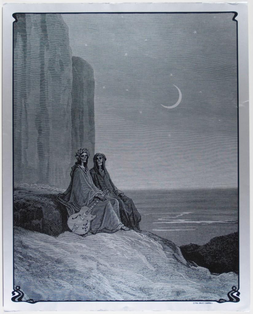 1986 Bruce Campbell Twilight Seated Skeletons Silver Foil Headshop Poster Excellent 77 (1 of 2)