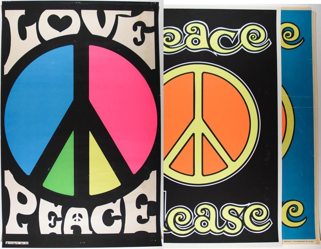 Lot of 3 Vintage Peace & Love Headshop Posters (1 of 5)