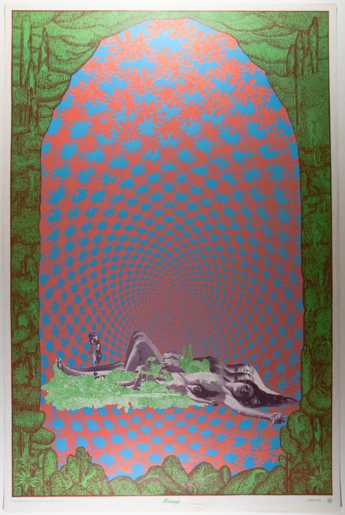 1967 Wilfred Satty Mirage Orbit Graphic Arts Headshop Poster Excellent 73 (1 of 2)