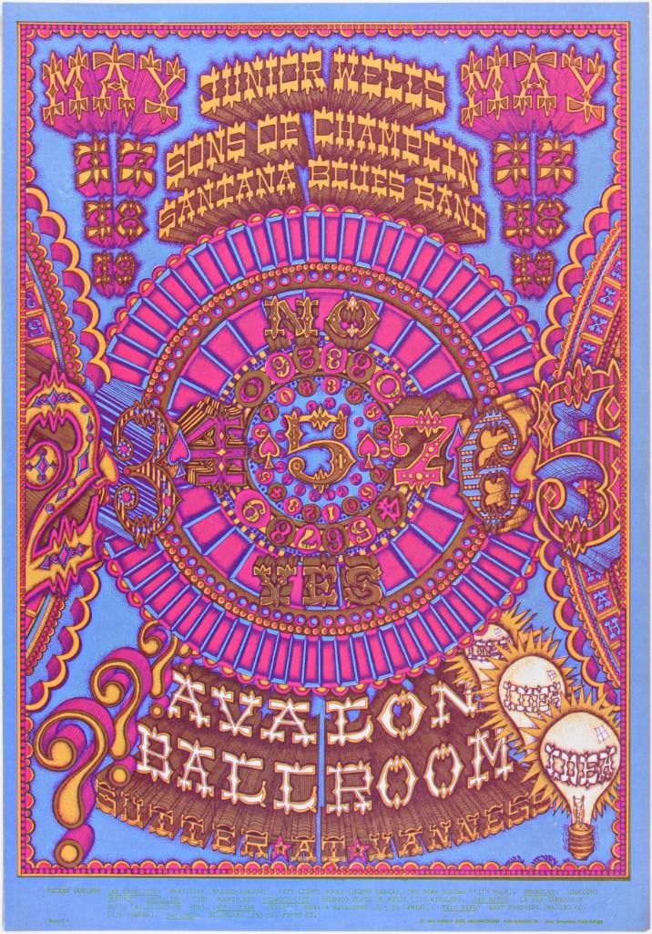 1968 FD-119 Santana Junior Wells Sons of Champlin Avalon Ballroom Poster Near Mint 85 (1 of 2)