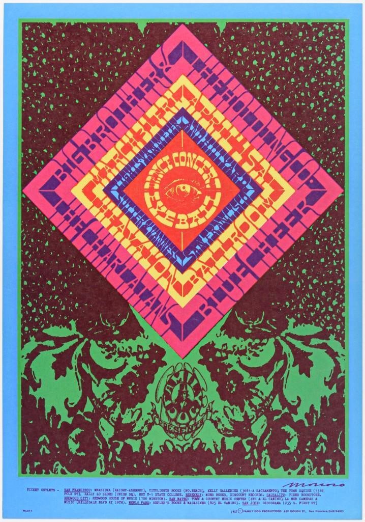 1967 FD-55 Big Brother Janis Joplin Blue Cheer Avalon Ballroom Poster Near Mint 85 (1 of 2)