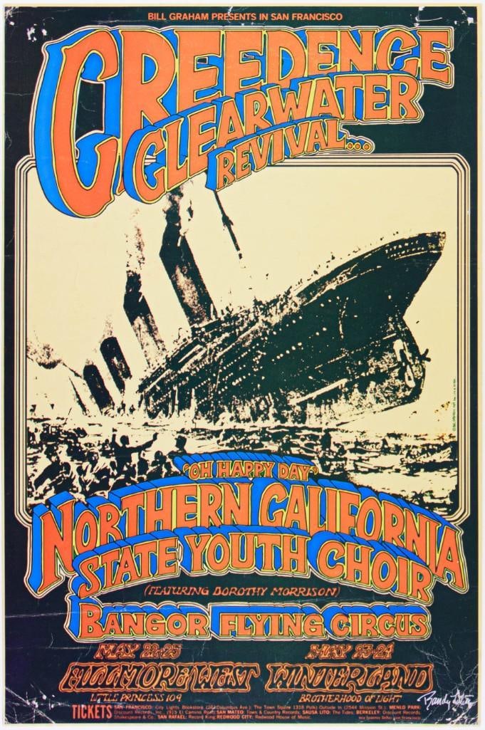 1969 BG-174 Creedence Clearwater Revival Fillmore West Signed Tuten Poster Extra Fine 61 (1 of 2)