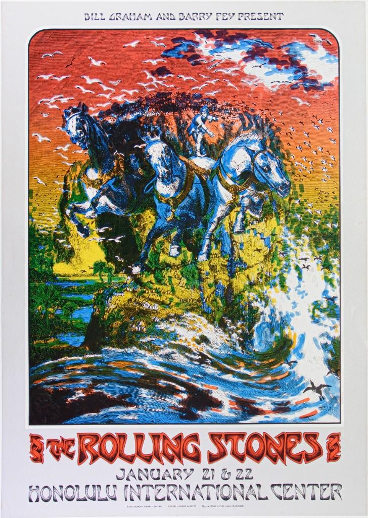 1973 AOR-4.147 Rolling Stones Honolulu International Center Hawaii Poster Excellent 79 (1 of 2)