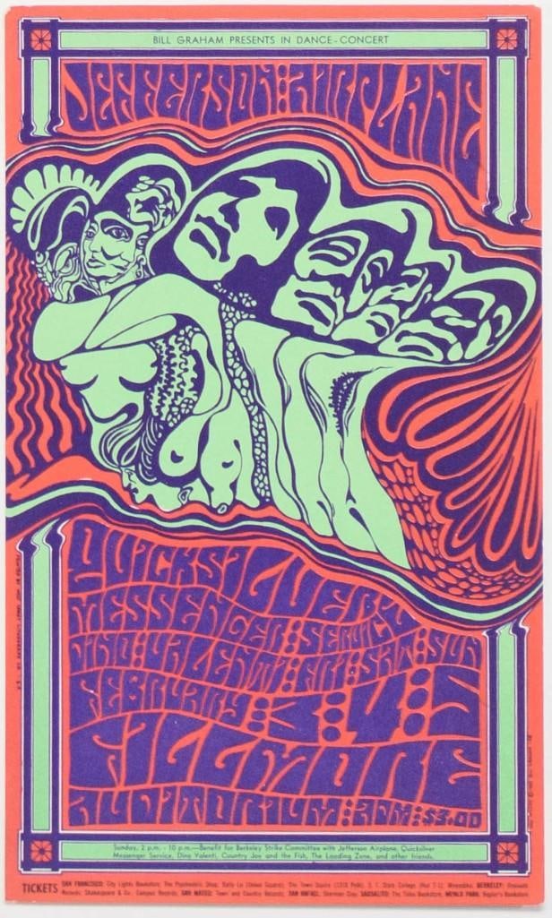 1967 BG-48 Jefferson Airplane Fillmore Auditorium Postcard Near Mint 87 (1 of 2)