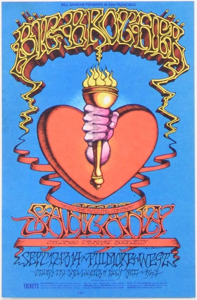 1968 BG-136 Big Brother Janis Joplin Santana Fillmore West Postcard Mint 90 (1 of 2)