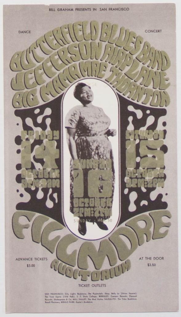 1966 BG-31 Big Mama Thornton Butterfield Blues Band Fillmore Auditorium Handbill Near Mint 89 (1 of 2)