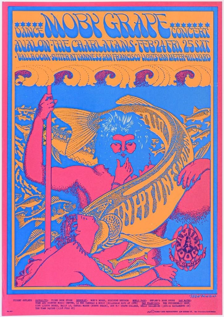 1967 FD-49 Charlatans Moby Grape Avalon Ballroom RP Poster Near Mint 85: This reprint poster offers the same popular and iconic art for far less than a First Print currently commands! Condition Details: creases bottom left --CRITICAL DETAILS-- --TITLE FD