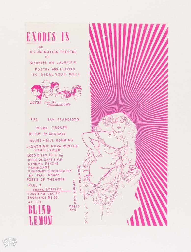 1966 San Francisco Mime Troupe Notes From The Underground Blind Lemon Berkeley Handbill Near Mint 83 (1 of 2)
