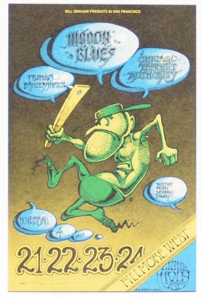 1968 BG-146 Moody Blues Chicago Transit Authority Fillmore West Postcard Mint 90 (1 of 2)