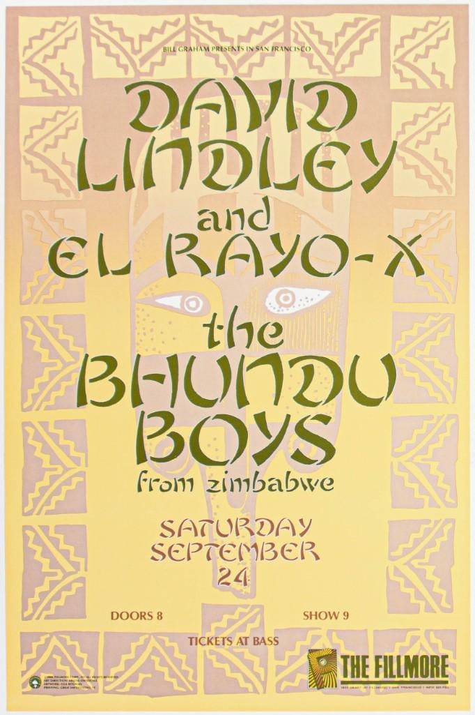 1988 NF-51 David Lindley and El Rayo-X The Fillmore Poster Near Mint 89 (1 of 2)