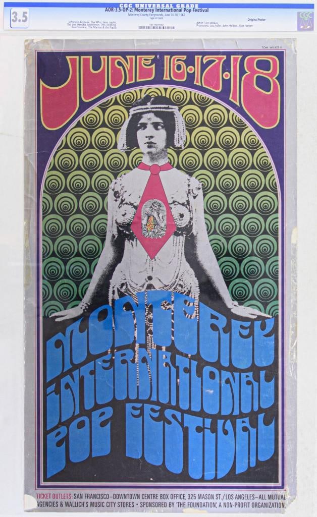 1967 AOR-3.5 The Monterey International Pop Festival OP2 Original Foil Poster CGC 3.5 (1 of 2)