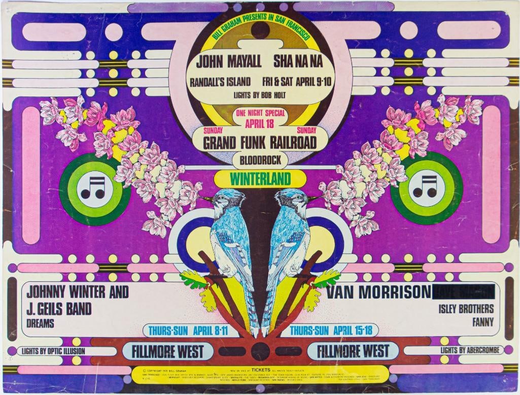 1971 BG-276-B Van Morrison John Mayall Johnny Winter Fillmore West & Winterland Poster Extra Fine 61 (1 of 2)