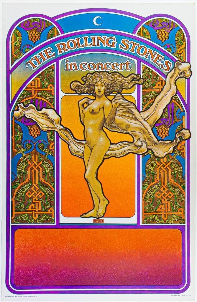 1969 David Byrd Rolling Stones Tour of the Americas Blank Poster Excellent 77 (1 of 2)