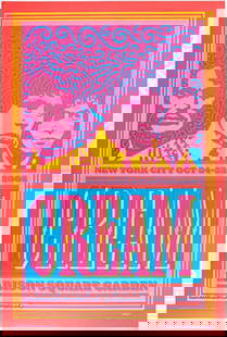 2005 Cream Madison Square Garden LE Signed JVH Poster Mint 91: This poster is numbered 298/3000 and signed by the artist, John Van Hamersveld!  In 2005, Cream reunited, at the request of Eric Clapton, for a series of shows at the Royal Albert Hall. The shows prov