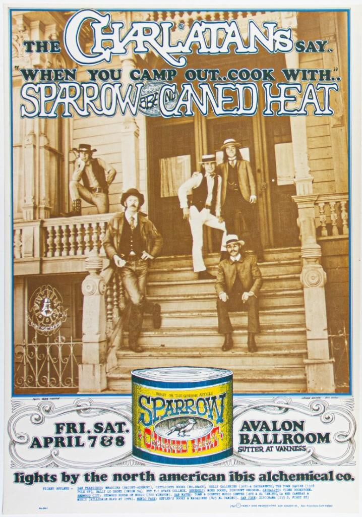1967 FD-56 The Charlatans Sparrow Avalon Ballroom RP2 Poster Near Mint 89 (1 of 2)