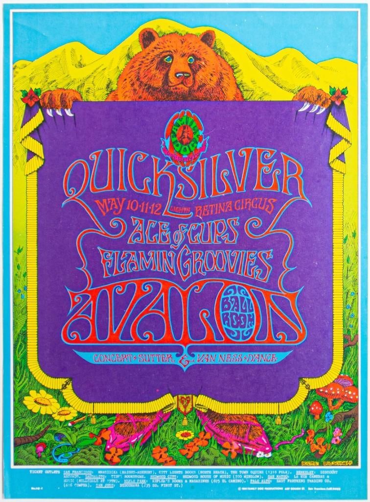 1968 FD-118 Quicksilver Messenger Service Avalon Ballroom Poster Near Mint 80 (1 of 2)