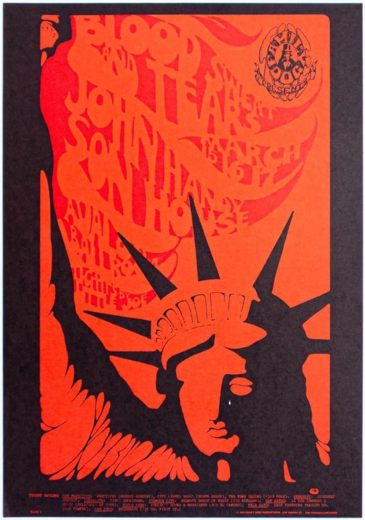 1968 FD-110 Blood Sweat & Tears Avalon Ballroom Poster Near Mint 87 (1 of 2)