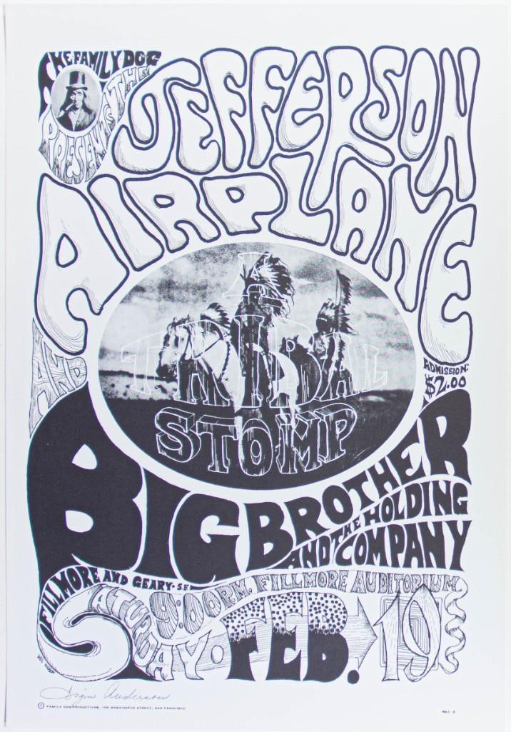 1966 FD-1 Jefferson Airplane Big Brother Fillmore Auditorium RP2 Signed Anderson Poster Mint 91 (1 of 2)