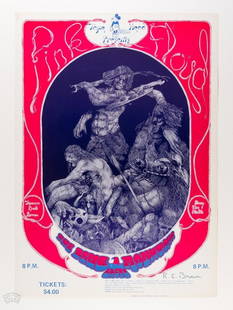 1970 Pink Floyd Terrace Ballroom Salt Lake City Signed Brown Poster Excellent 79 RESTORED: This poster has been restored for maximum eye appeal. Restoration includes: Tear seal.  This poster is signed by the artist, Robert E. Brown! Robert E. Brown designed this beautiful, intricate image f