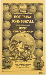 1975 AOR-4.123 Rick Griffin Hot Tuna John Mayall Anaheim Convention Center RP2 Poster Near Mint 87: This second printing offers the same popular and iconic art for far less than a First Print currently commands!&#160;This 1975 poster was produced for Hot Tuna along with&#160;John Mayall, Sons Of Cha