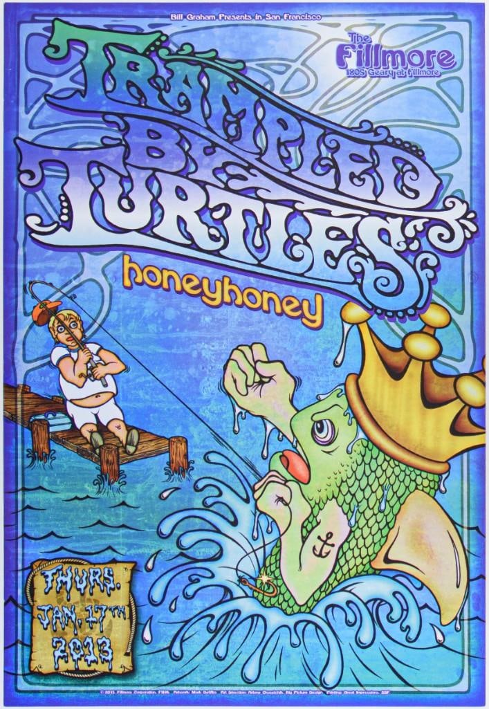 2013 Trampled by Turtles The Fillmore Poster Near Mint 87: The New Fillmore concert poster series was initiated in 1988 when legendary promoter Bill Graham started producing events again at the historic original Fillmore Auditorium in San Francisco. Though th