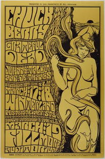 1967 BG-55 Grateful Dead Chuck Berry Fillmore Auditorium & Winterland RP2 Poster Extra Fine 67: This second printing offers the same popular and iconic art for far less than a First Print currently commands! (The RP-2 omits the West Coast Litho credit on right border). This Fillmore / Winterland