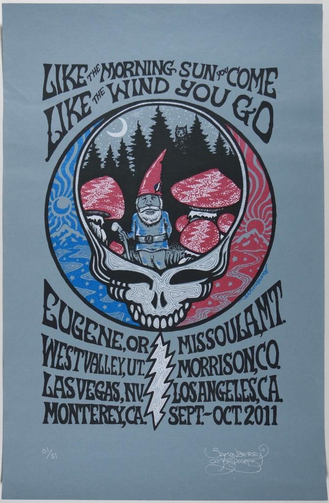 2011 Furthur Fall Tour LE Signed Samon Berry Mariposa Poster Near Mint 85 (1 of 2)