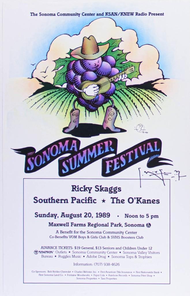 1989 Stanley Mouse Sonoma Summer Fest Maxwell Farms Regional Park Signed Mouse Poster Near Mint 85 (1 of 2)