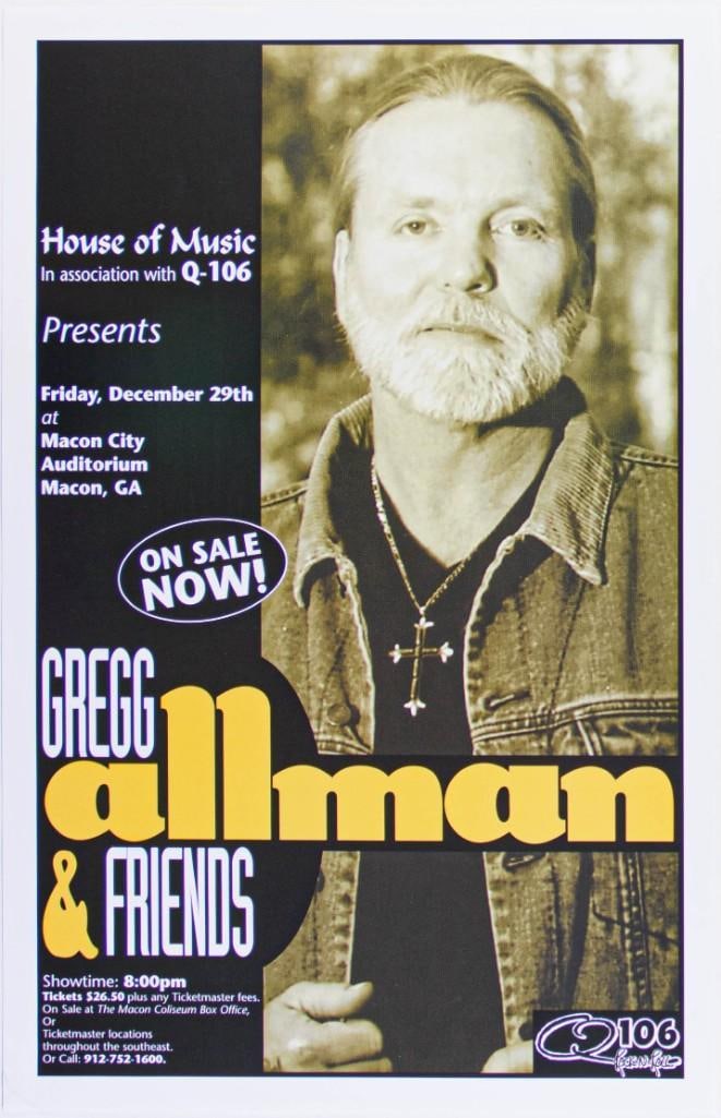 1991 Gregg Allman and Friends Macon City Auditorium Poster Near Mint 83 (1 of 2)