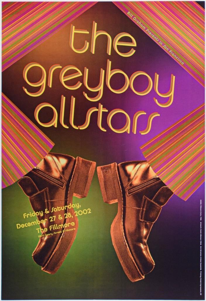 2002 NF-550 The Greyboy Allstars The Fillmore Poster Mint 91: The New Fillmore concert poster series was initiated in 1988 when legendary promoter Bill Graham started producing events again at the historic original Fillmore Auditorium in San Francisco. Though th