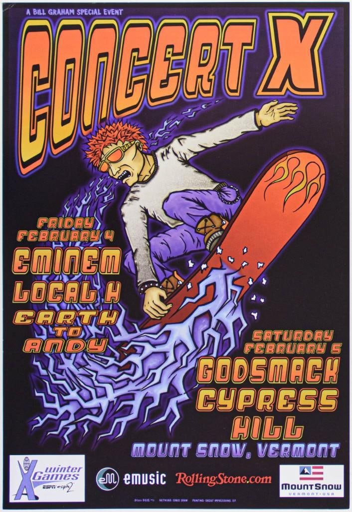 2000 BGSE-21 Eminem Cypress Hill Mount Snow Vermont Poster Near Mint 85 (1 of 2)