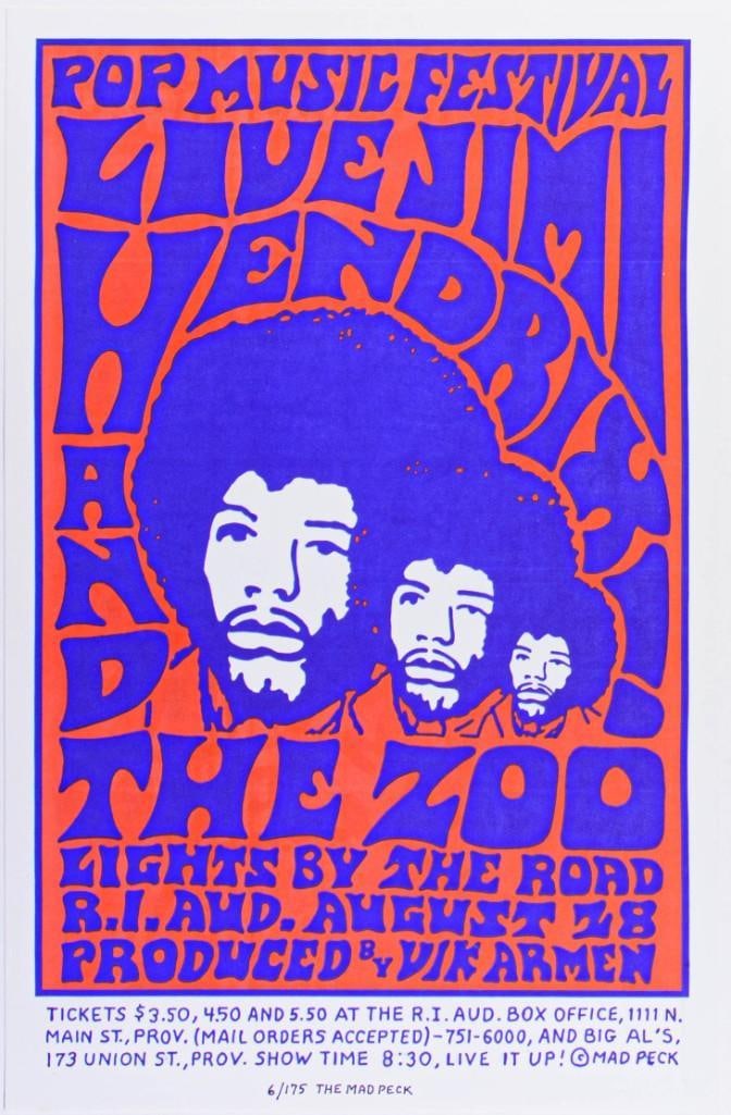 1995 Jimi Hendrix The Zoo Rhode Island Auditorium LE Poster Mint 90 (1 of 2)