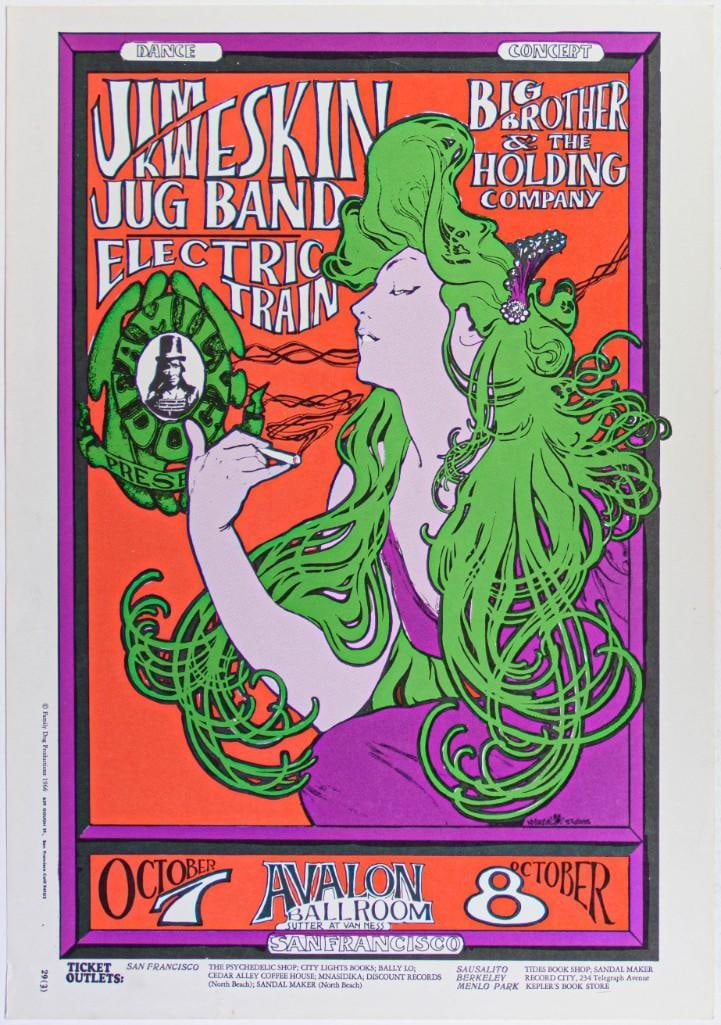 1966 FD-29 Big Brother Janis Joplin Jim Kweskin Avalon Ballroom RP3 Poster Excellent 79 (1 of 2)