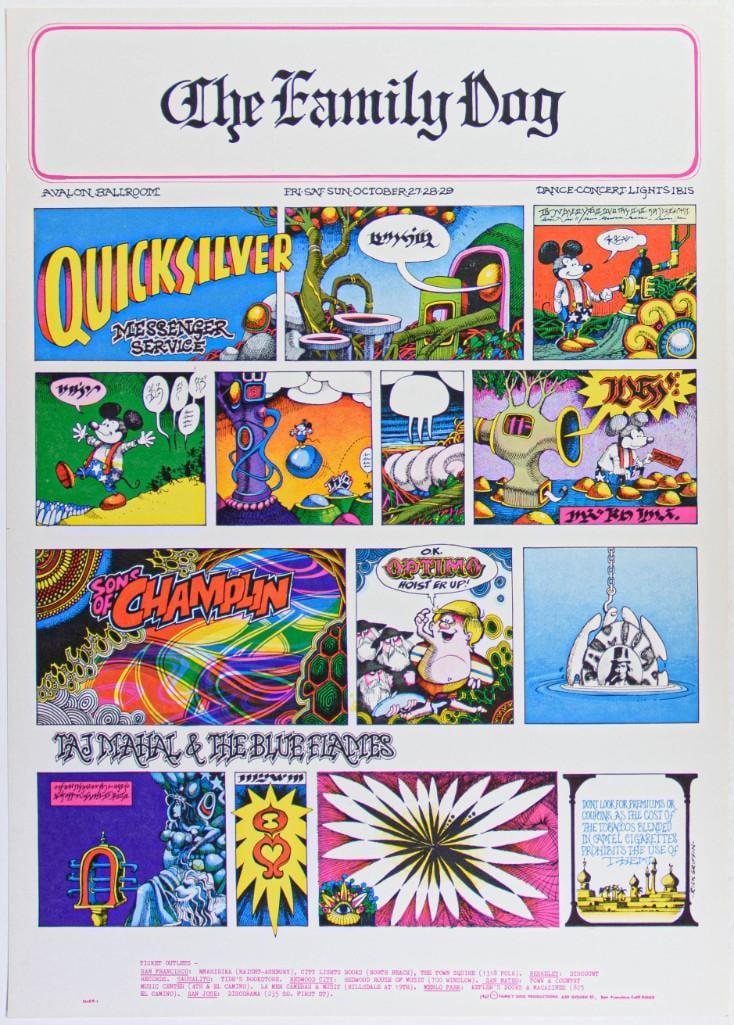 1967 FD-89 Quicksilver Messenger Service Taj Mahal Avalon Ballroom Poster Near Mint 85 (1 of 2)