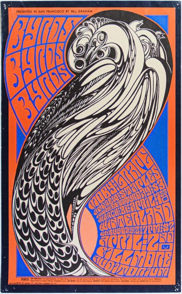 1967 BG-57 The Byrds Winterland & Fillmore Auditorium Poster Extra Fine 65 (1 of 2)