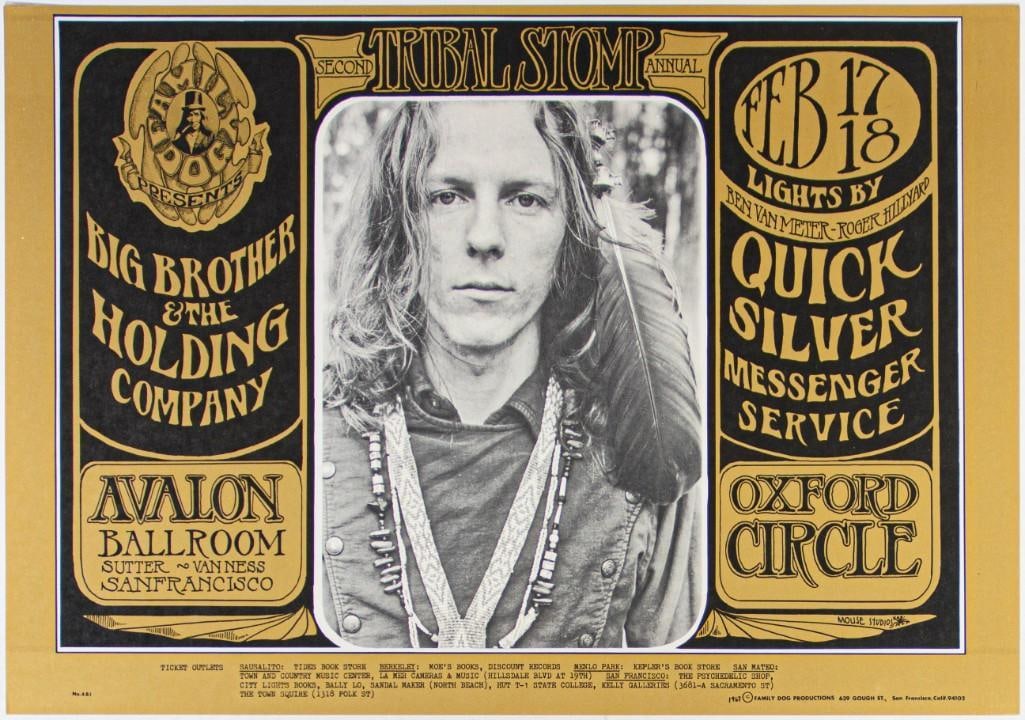 1967 FD-48 Big Brother Janis Joplin Quicksilver Avalon Ballroom Poster Near Mint 80 (1 of 2)